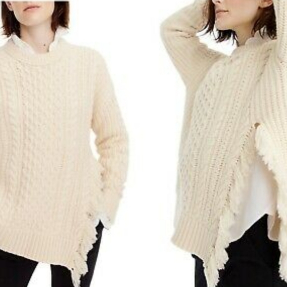 J. Crew Sweaters - ❤️ NWOT! J CREW CABLEKNIT OVERSIZED SWEATER WITH FRINGE, H3677 SMALL